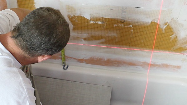 How To Tile The First Two Rows Of A, Tile Shower Walls Or Floor First