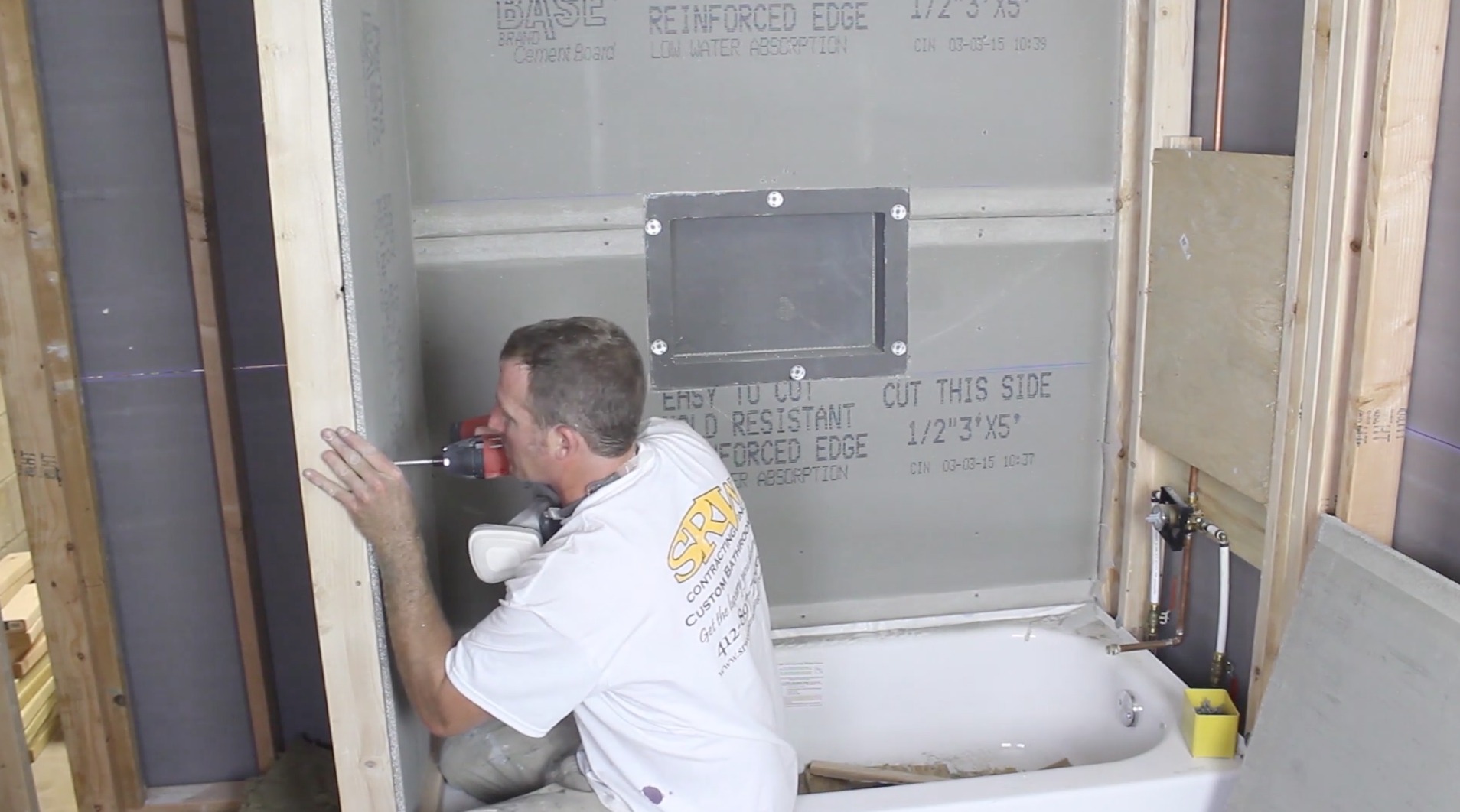 Cement Board Installation on Side Shower Wall HERO - Bathroom Repair Tutor