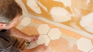 Schluter Curbless Shower with Hexagon Tile
