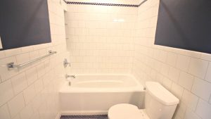 Tub Shower with Tile Wainscoting